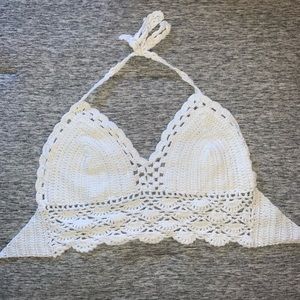 Knit white bralette top